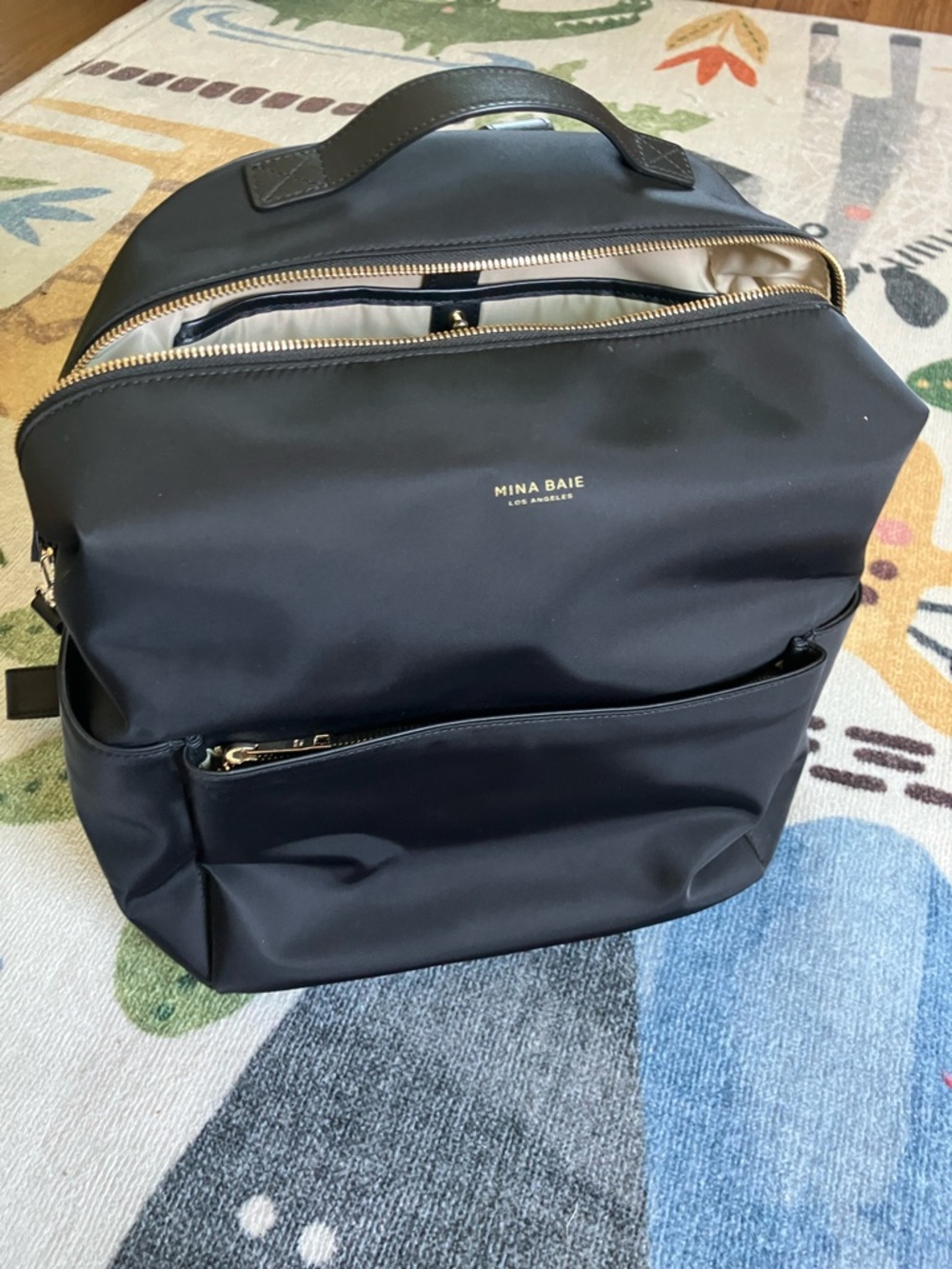 New Mina Baie Black Stevie Nylon Backpack Tote (Size Full)